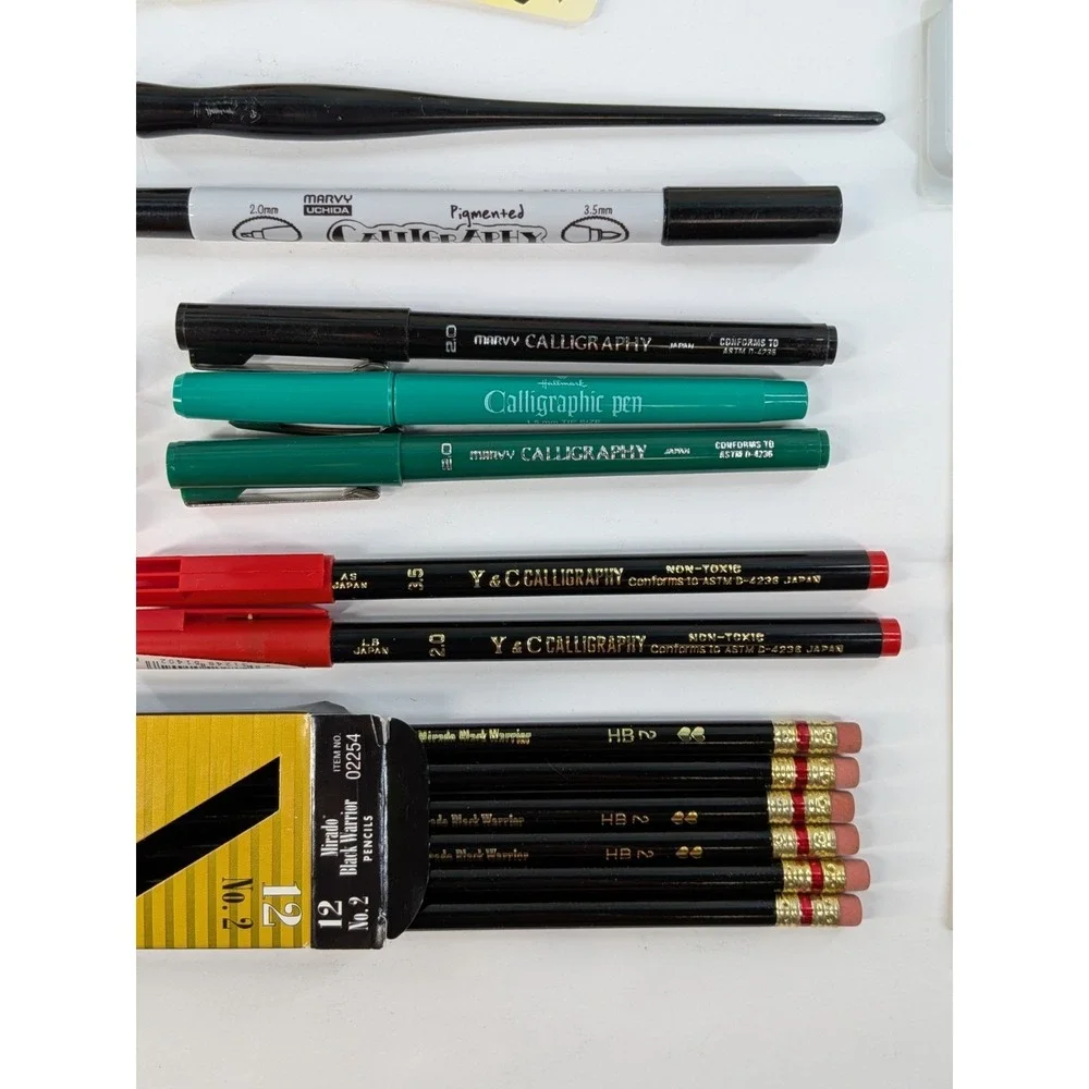 HUGE LOT!🚨Vtg Calligraphy Pens Eaton Paper Pad Mirror Marvy Sheaffer Speedball